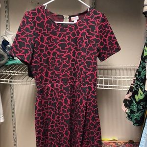 Lularoe Gray and pink Amelia dress in a size large